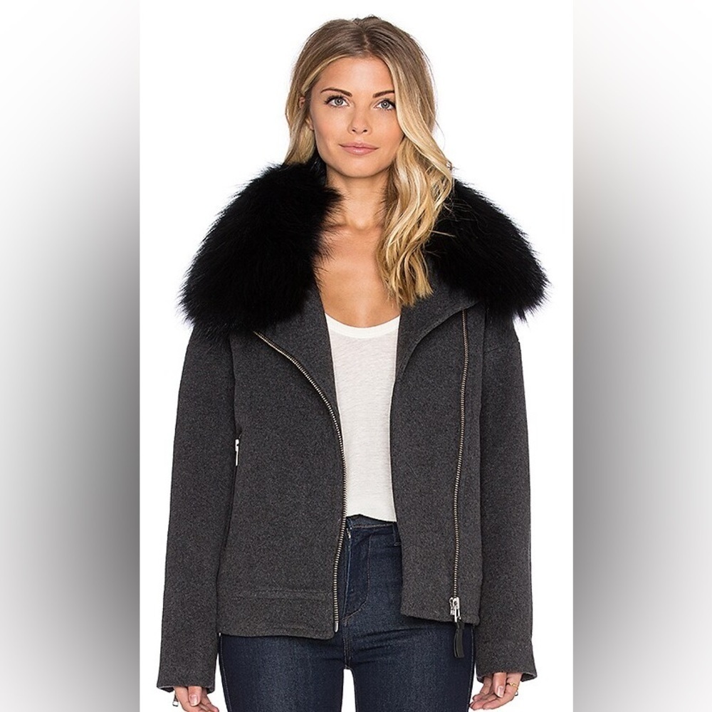MACKAGE Felipa Jacket with Asiatic Raccoon Fur in Charcoal - size small